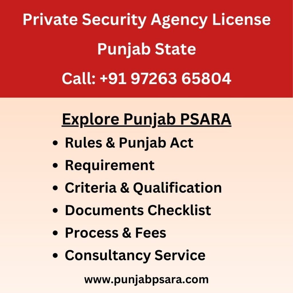 Private Security Agency License in Punjab